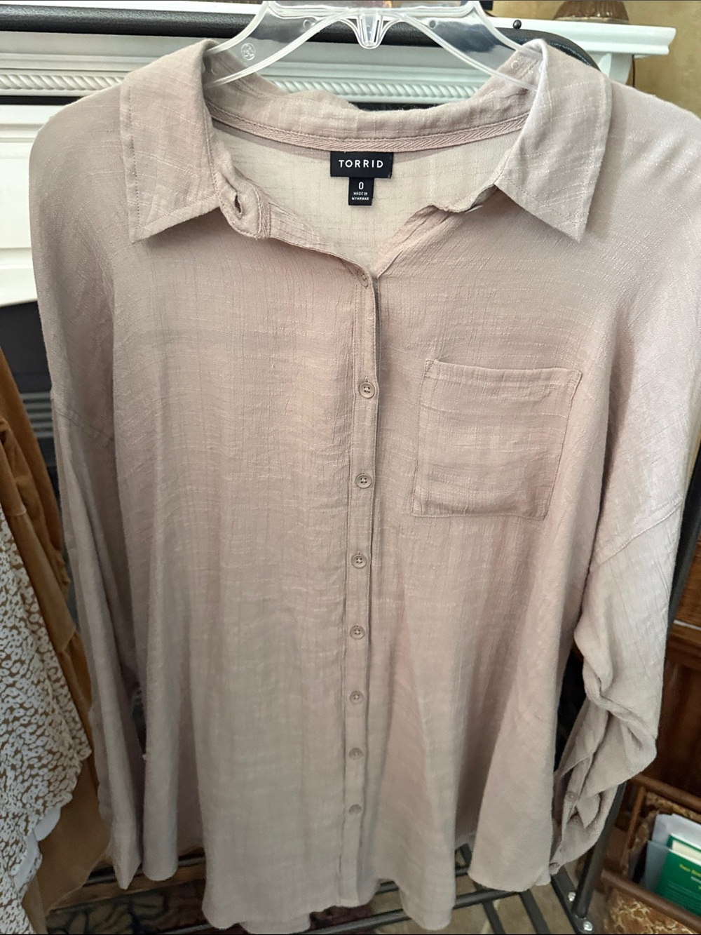 torrid Light Seal color Button-Front Textured Shirt 0069